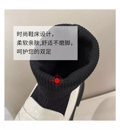 New Fashion Mid Calf Round Toe Sock Platform Loafers